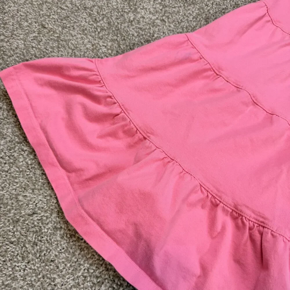 Hanna Andersson Little Girls Dress ize US 6-7 Pink Short Sleeve 100% Cotton